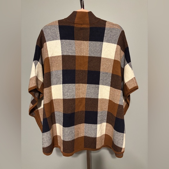 Tahari Cape Brown Blue And Cream Check Small/medium - Picture 2 of 6